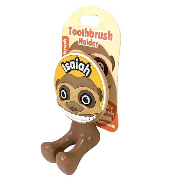 Happy Smiles Personalized Kids Toothbrush Holder Isaiah Monkey - Picture 3 of 4